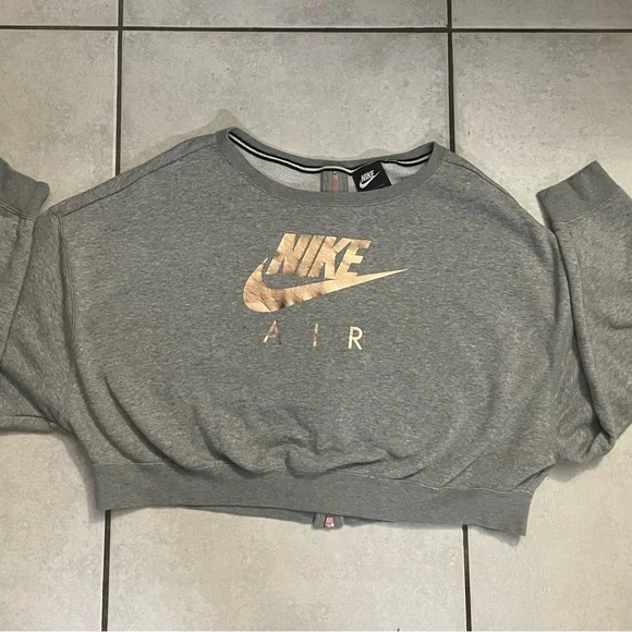 Nike Air Heather Gray Sweatshirt with Gold Logo - Picture 3 of 6